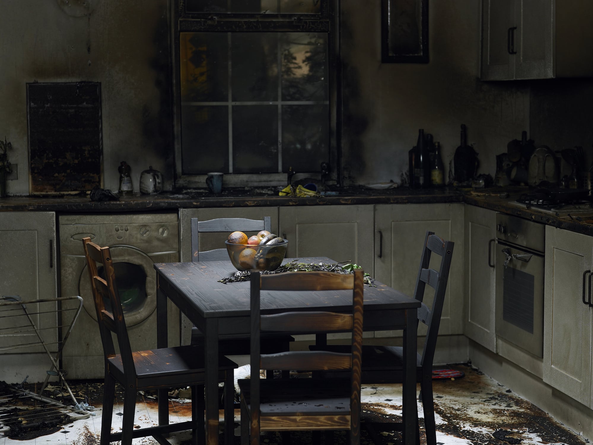 Domestic kitchen burnt in fire